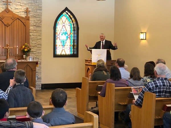 Congregation gathered for a worship service at St. Peter’s Evangelical Lutheran Church