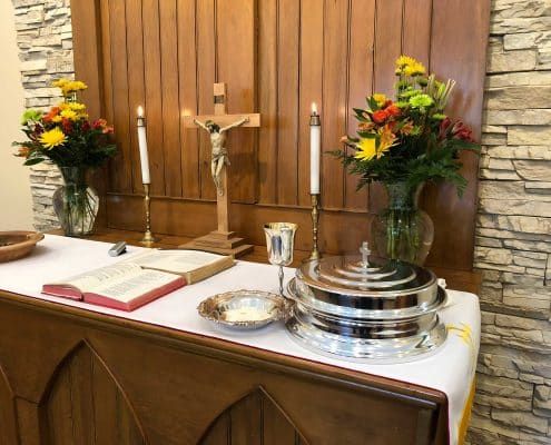 The altar at St. Peter’s Evangelical Lutheran Church, where Baptism and the Lord’s Supper are administered